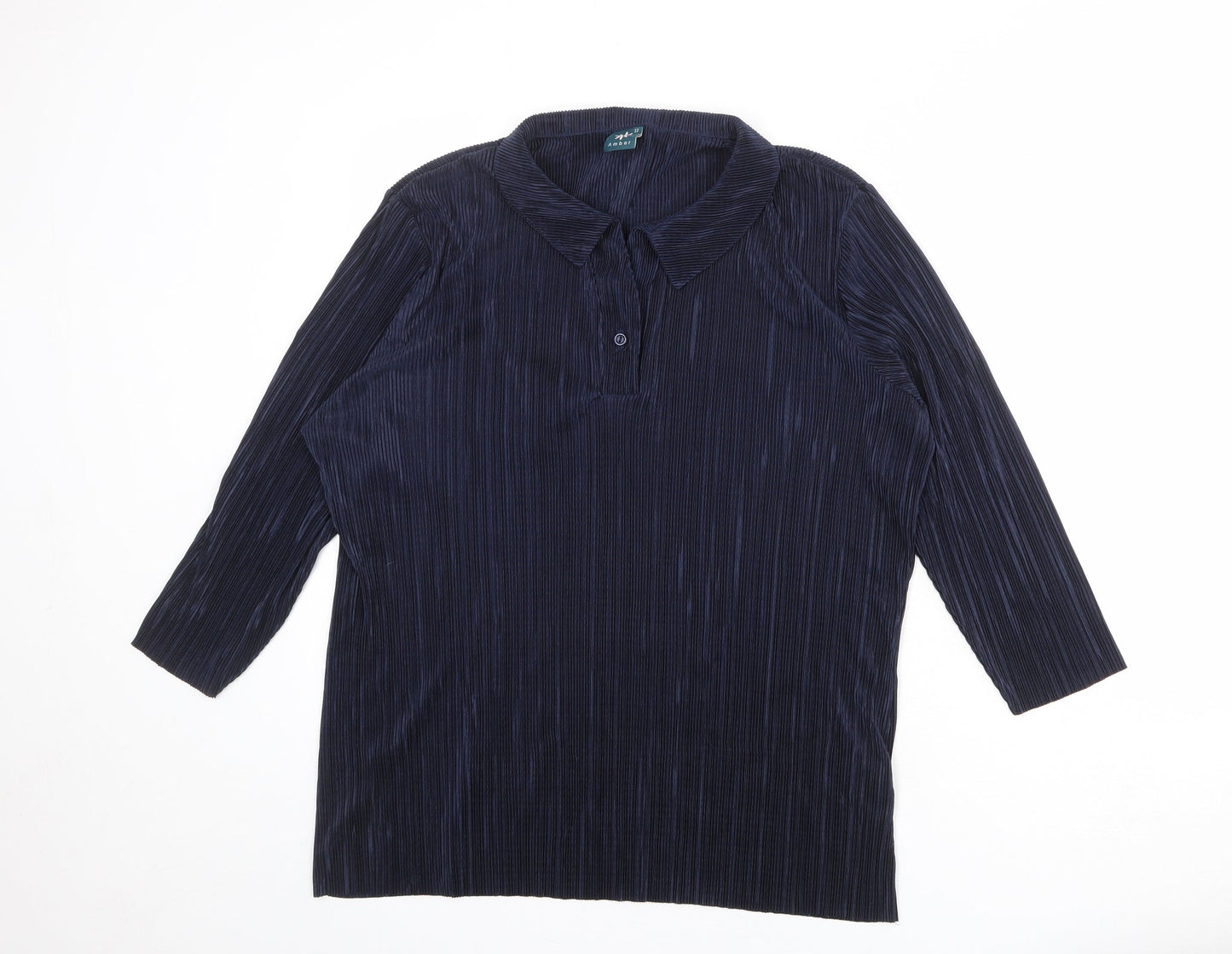 Womens UK Size 22 Amber Blue Basic Blouse