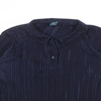 Womens UK Size 22 Amber Blue Basic Blouse