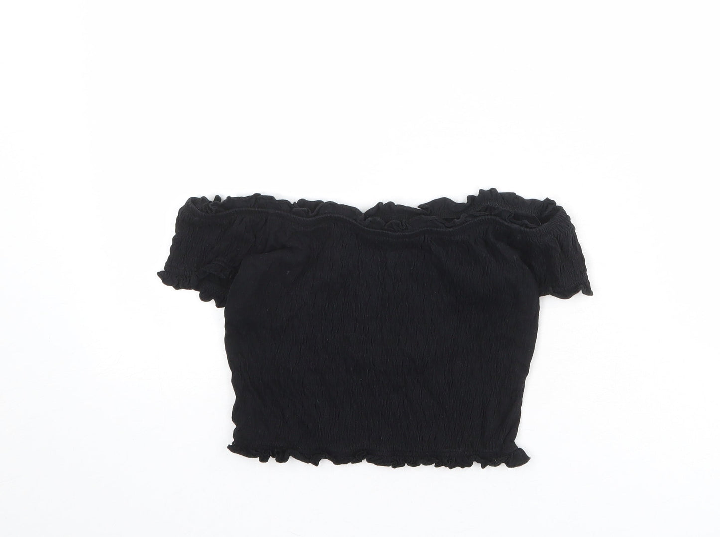 Womens UK Size 8 New Look Black Cropped T-Shirt