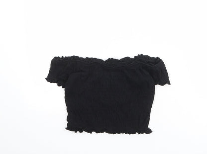 Womens UK Size 8 New Look Black Cropped T-Shirt