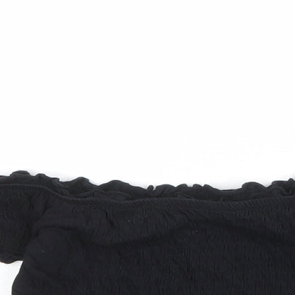 Womens UK Size 8 New Look Black Cropped T-Shirt