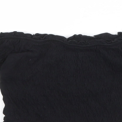 Womens UK Size 8 New Look Black Cropped T-Shirt