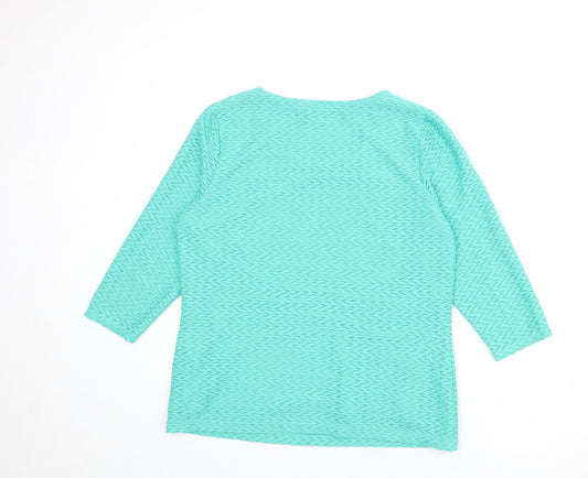 Womens UK Size 14 Classic Green Basic T-Shirt