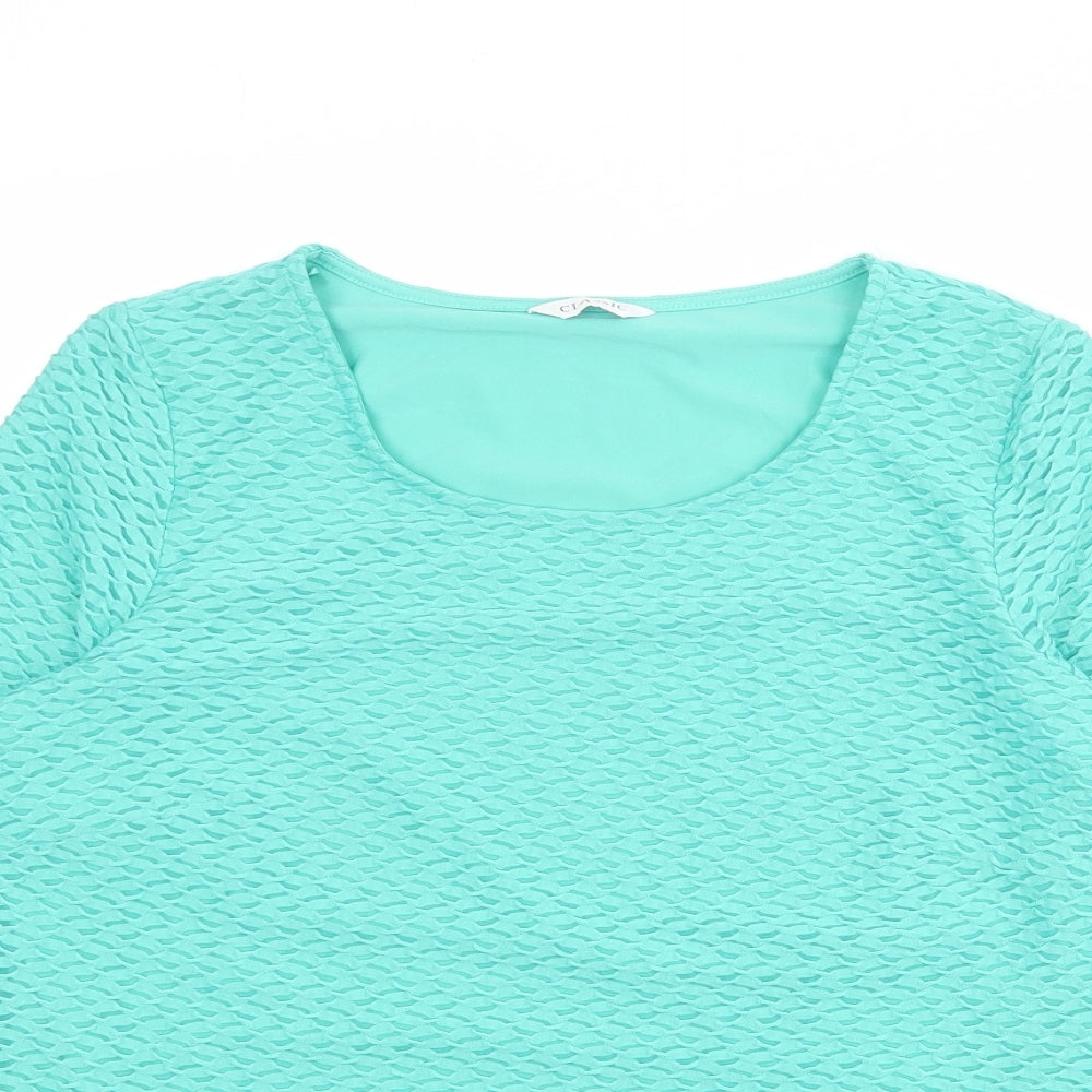 Womens UK Size 14 Classic Green Basic T-Shirt