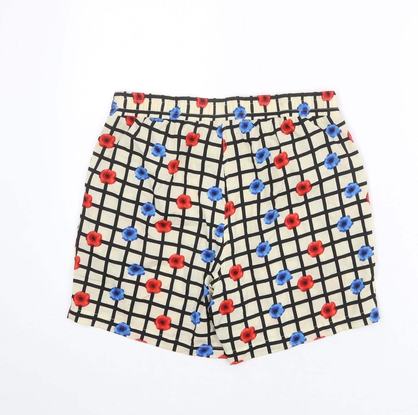VERO MODA Womens Multicoloured Check Polyester Basic Shorts Size M L5 in Regular Pull On - Floral Print