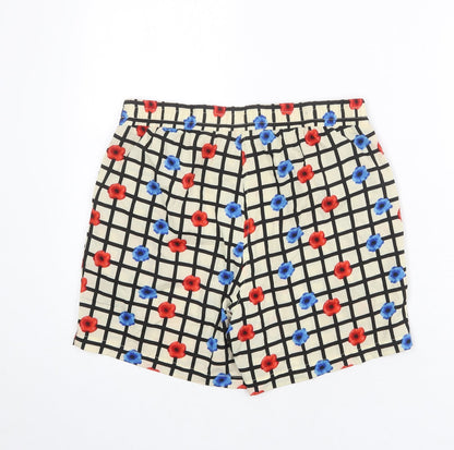 VERO MODA Womens Multicoloured Check Polyester Basic Shorts Size M L5 in Regular Pull On - Floral Print