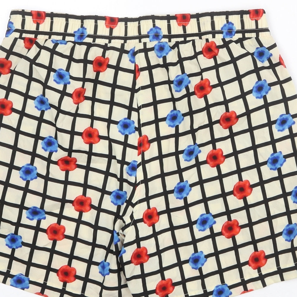 VERO MODA Womens Multicoloured Check Polyester Basic Shorts Size M L5 in Regular Pull On - Floral Print