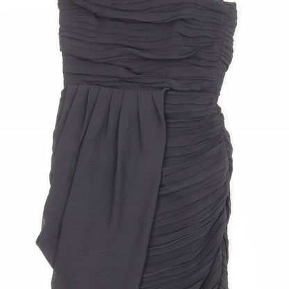 Lipsy Womens Grey Polyester Sheath Size 8 One Shoulder Zip - Draped Detail