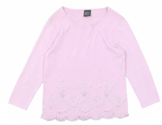 Avant Garde Womens Purple Round Neck Viscose Pullover Jumper Size S