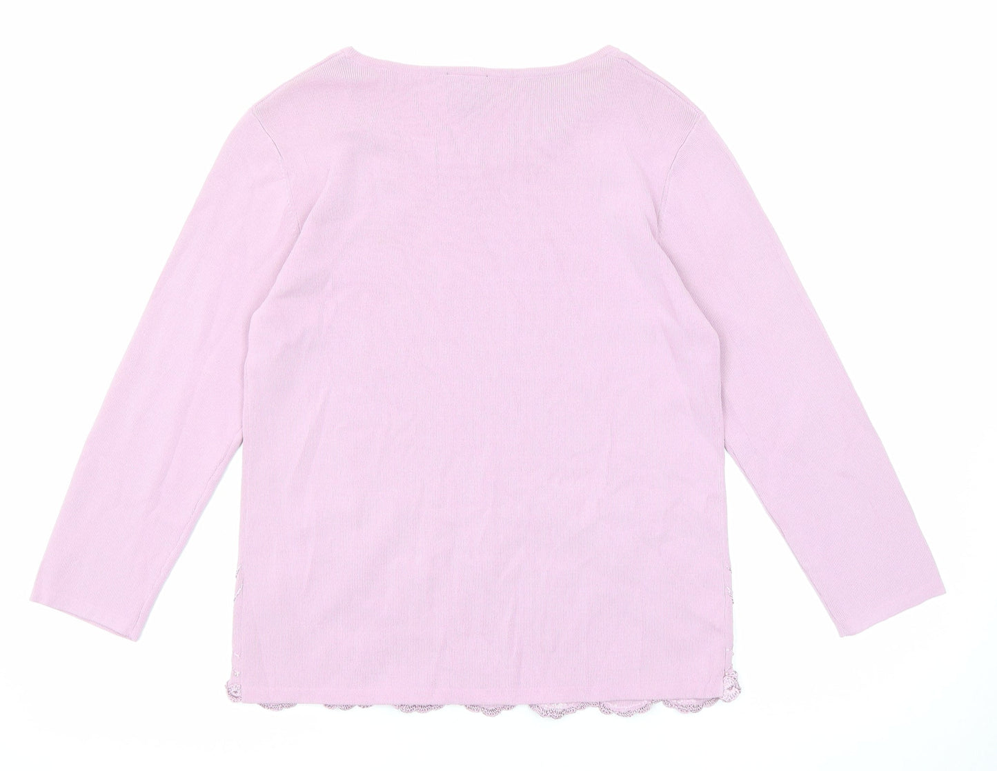 Avant Garde Womens Purple Round Neck Viscose Pullover Jumper Size S