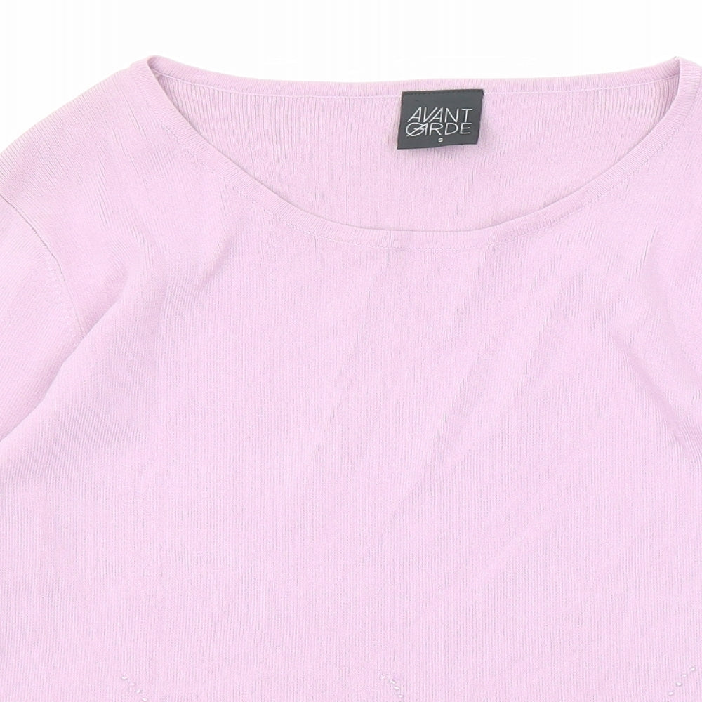 Avant Garde Womens Purple Round Neck Viscose Pullover Jumper Size S