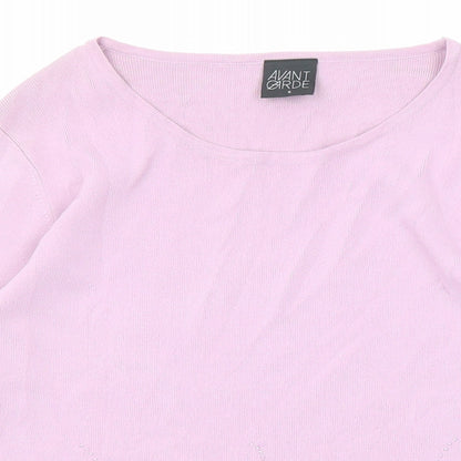 Avant Garde Womens Purple Round Neck Viscose Pullover Jumper Size S