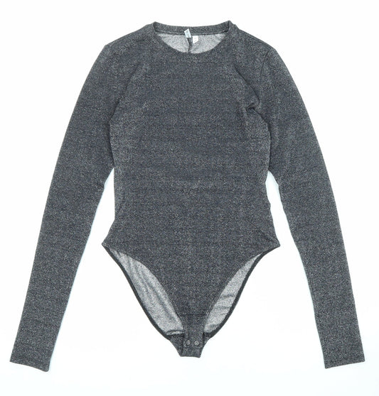 & Other Stories Womens Black Viscose Bodysuit One-Piece Size 10 Snap