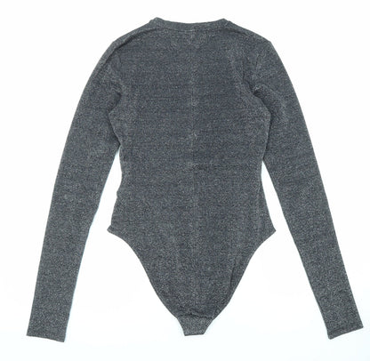 & Other Stories Womens Black Viscose Bodysuit One-Piece Size 10 Snap