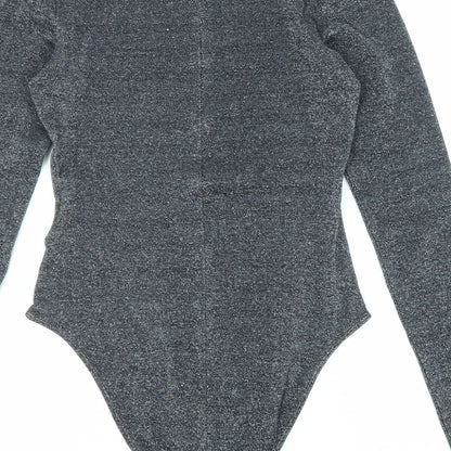 & Other Stories Womens Black Viscose Bodysuit One-Piece Size 10 Snap