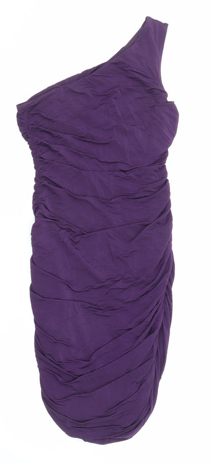 Divided by H&M Womens Purple Polyester Bodycon Size S One Shoulder Pullover
