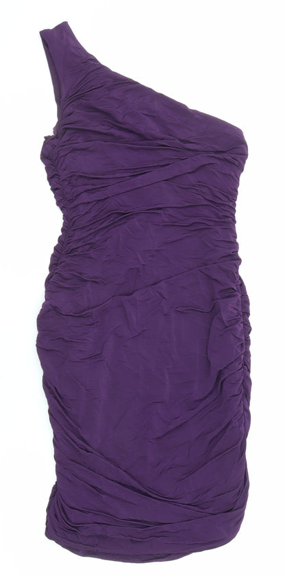 Divided by H&M Womens Purple Polyester Bodycon Size S One Shoulder Pullover
