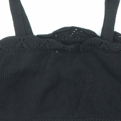 Zara Girls Black Polyester Cropped Tank Size 13-14 Years Square Neck Pullover
