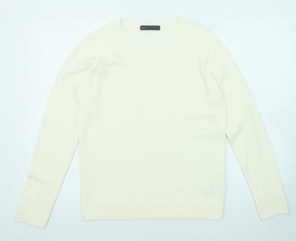 Marks and Spencer Womens Ivory Round Neck Acrylic Pullover Jumper Size 12