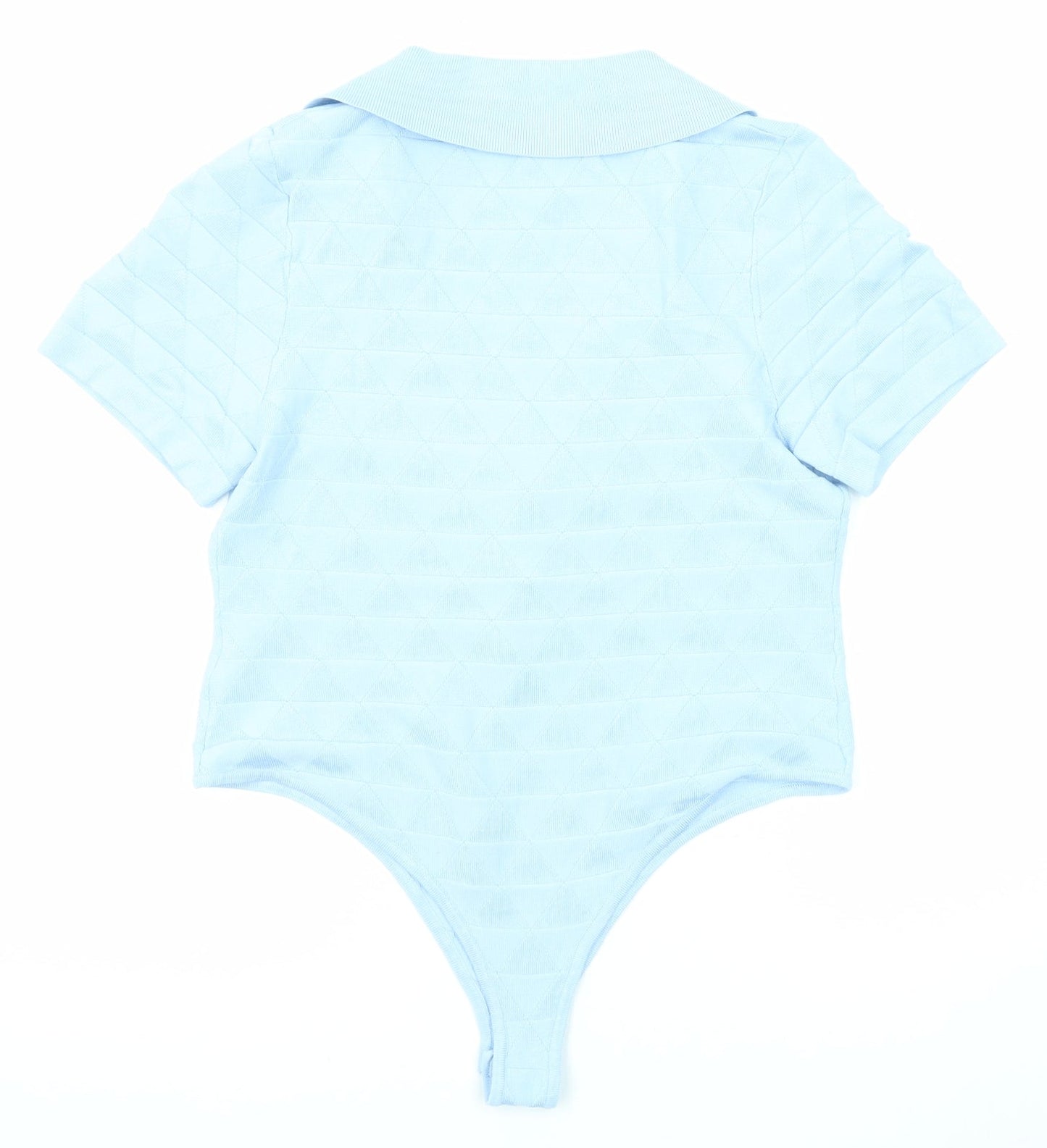 PRETTYLITTLETHING Womens Blue Viscose Bodysuit One-Piece Size L Snap