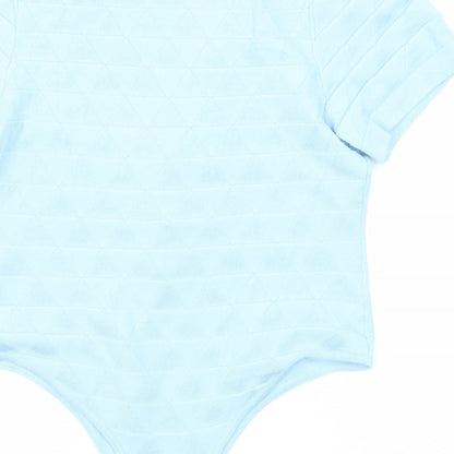 PRETTYLITTLETHING Womens Blue Viscose Bodysuit One-Piece Size L Snap