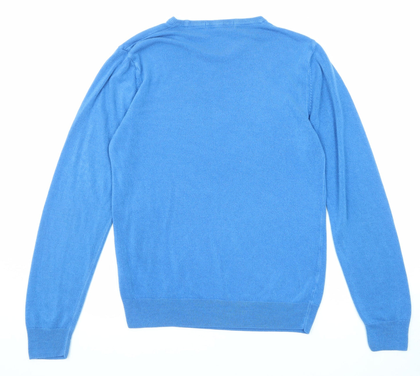 Marks and Spencer Mens Blue Round Neck Acrylic Pullover Jumper Size M Long Sleeve