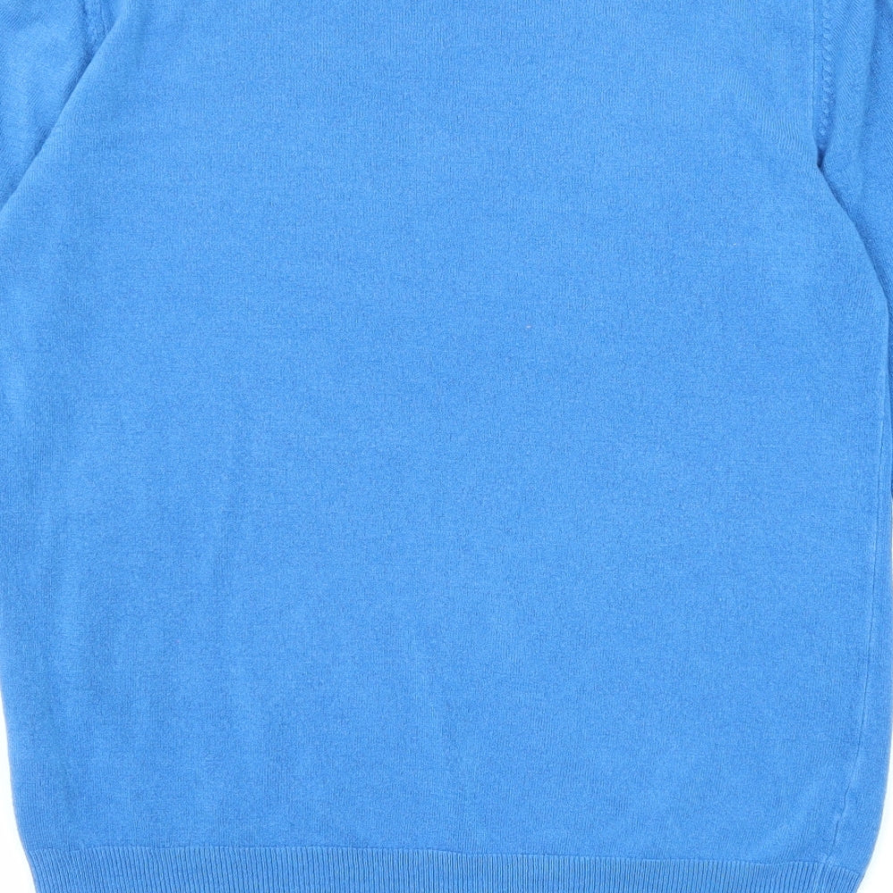 Marks and Spencer Mens Blue Round Neck Acrylic Pullover Jumper Size M Long Sleeve