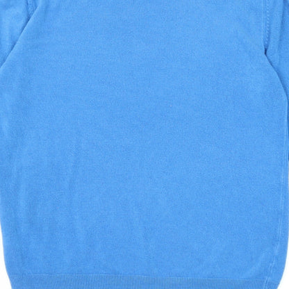 Marks and Spencer Mens Blue Round Neck Acrylic Pullover Jumper Size M Long Sleeve