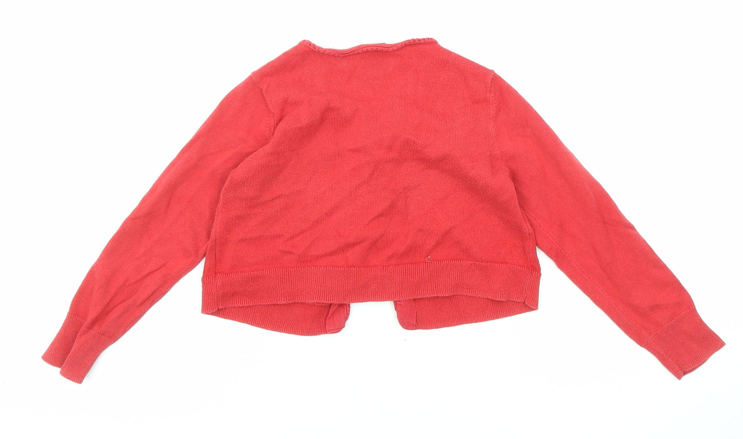 Gap Girls Red V-Neck Cotton Cardigan Jumper Size 4 Years Button