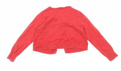 Gap Girls Red V-Neck Cotton Cardigan Jumper Size 4 Years Button
