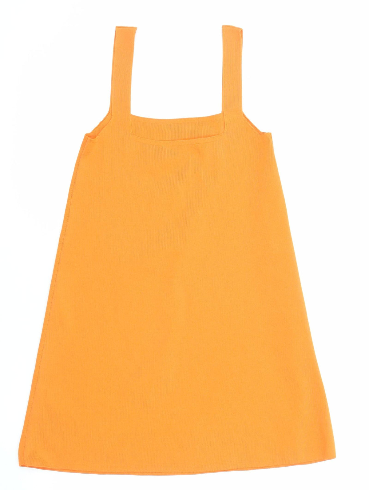 Zara Womens Orange Polyester Pinafore/Dungaree Dress Size S Square Neck Pullover