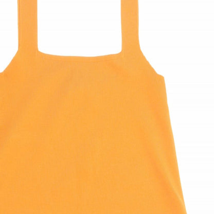 Zara Womens Orange Polyester Pinafore/Dungaree Dress Size S Square Neck Pullover
