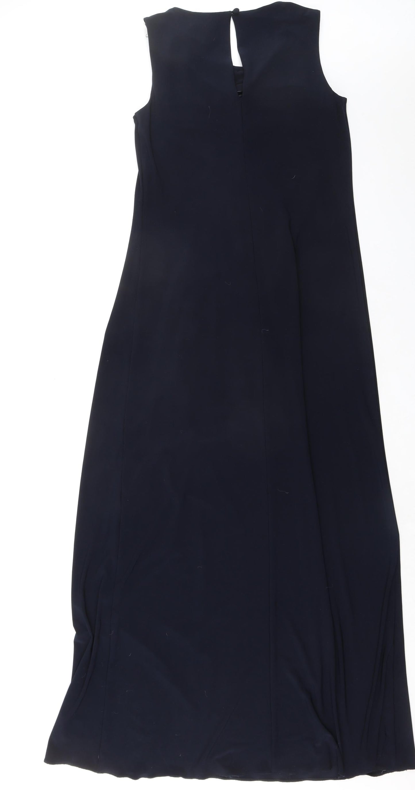 Phase Eight Womens Blue Polyester A-Line Size 10 Round Neck Button