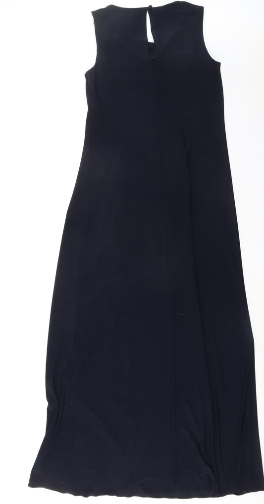 Phase Eight Womens Blue Polyester A-Line Size 10 Round Neck Button