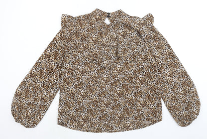 Womens UK Size 10 Topshop Brown Basic Blouse