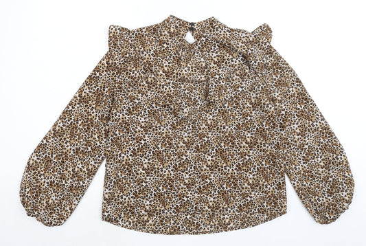 Womens UK Size 10 Topshop Brown Basic Blouse
