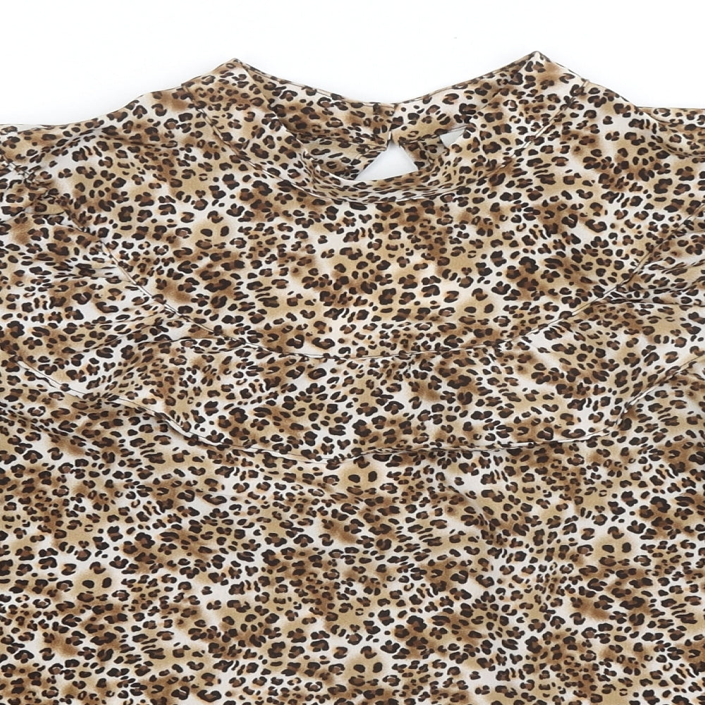 Womens UK Size 10 Topshop Brown Basic Blouse