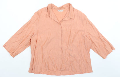 Bonmarché Womens Orange Viscose Basic Button-Up Size 24 Collared