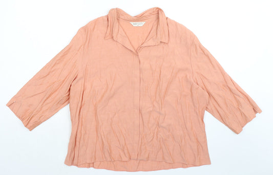 Bonmarché Womens Orange Viscose Basic Button-Up Size 24 Collared