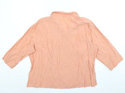 Bonmarché Womens Orange Viscose Basic Button-Up Size 24 Collared