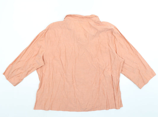 Bonmarché Womens Orange Viscose Basic Button-Up Size 24 Collared
