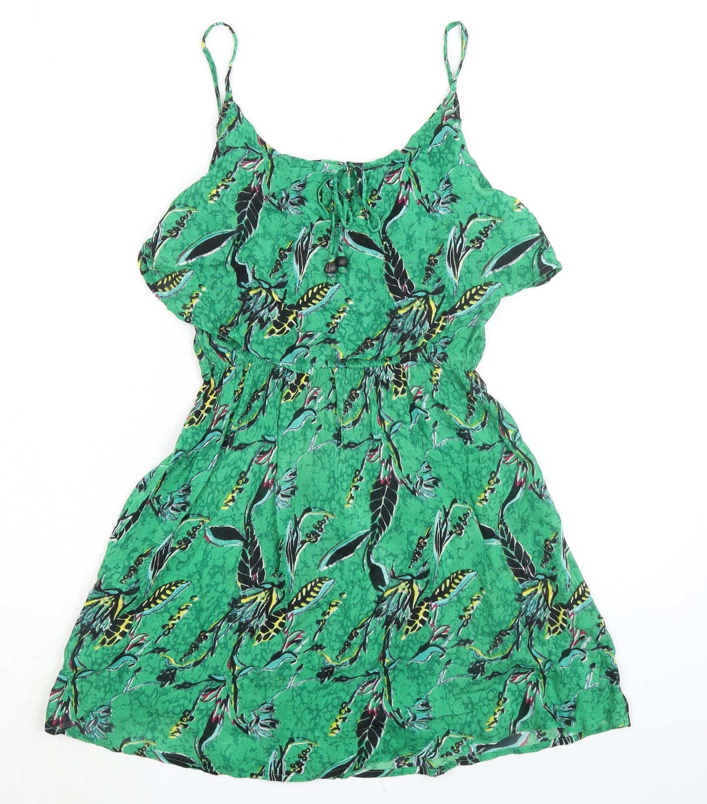 Anmol Womens Green Geometric Viscose A-Line Size 8 Round Neck