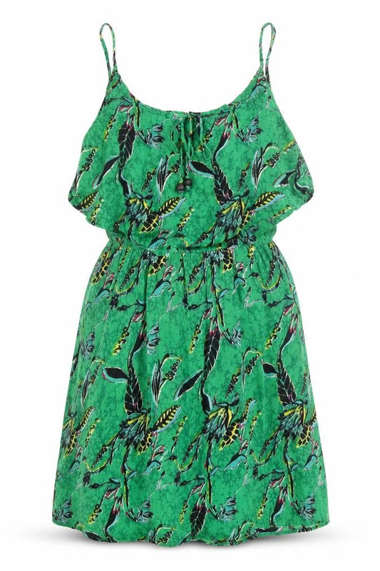 Anmol Womens Green Geometric Viscose A-Line Size 8 Round Neck