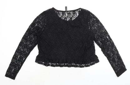 Womens UK Size L Divided by H&M Black Basic Blouse