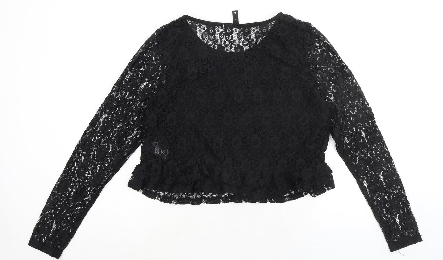 Womens UK Size L Divided by H&M Black Basic Blouse