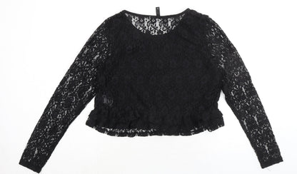 Womens UK Size L Divided by H&M Black Basic Blouse
