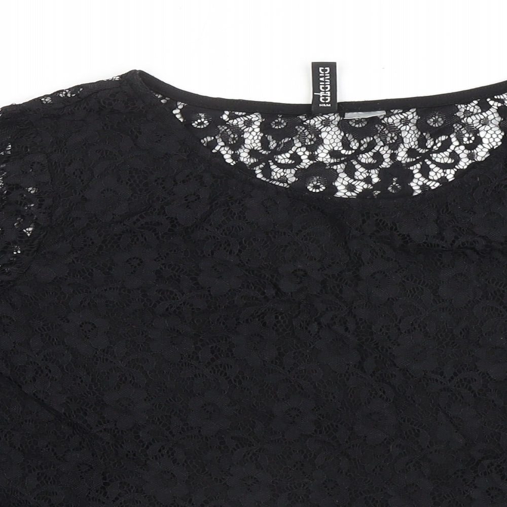 Womens UK Size L Divided by H&M Black Basic Blouse