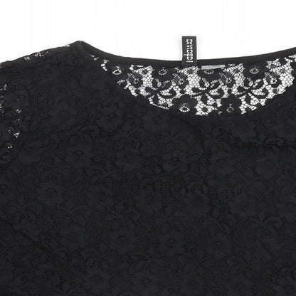 Womens UK Size L Divided by H&M Black Basic Blouse