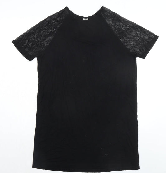 ASOS Womens Black Viscose T-Shirt Dress Size 10 Round Neck Pullover