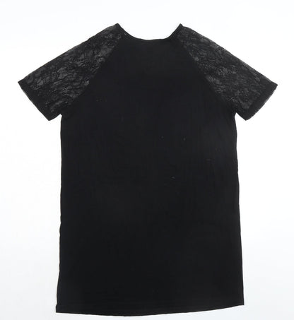 ASOS Womens Black Viscose T-Shirt Dress Size 10 Round Neck Pullover